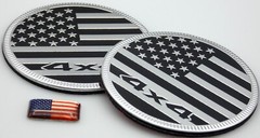 2pc American Flag Emblem Badge Sticker 4×4 Auto Fender 6cm 2.36″ (Black/SIlver)