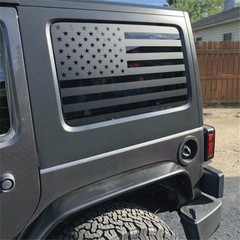 2x Matte Black Rear Window USA Flag Decal For Jeep Wrangler JK JKU 4Dr 2007-2017