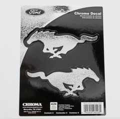 New 2pc Classic Ford Mustang Chrome Logo Car Truck Vinyl Licensed Stick Decals