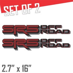 SR5 Offroad Stickers, Toyota Tundra Metallic Decals (Black, Red, Gray)2 Pack Set