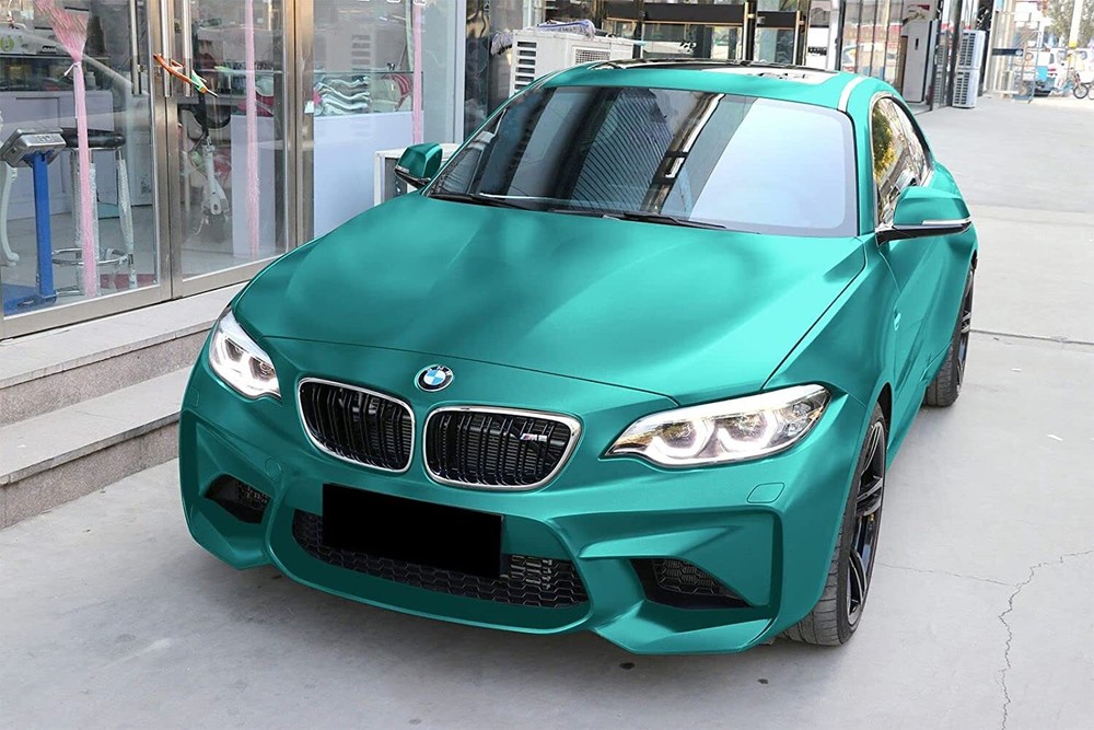Premium Satin Matte Chrome Metallic Teal Blue Vinyl Film Wrap Sticker