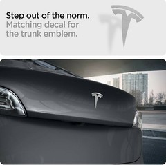 Spigen DuraPro EZ Fit Tesla Logo Decal Designed for Model 3 Car Emblem Overlay –
