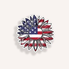 USA Sunflower Sticker Sun Flower American Flag Car Vehicle Window Bumper Decal