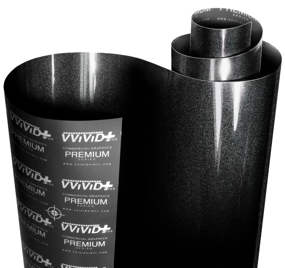 VViViD+ Ultra Gloss Black Metallic Diamond Crystal Vinyl Car 1ft x 5ft,