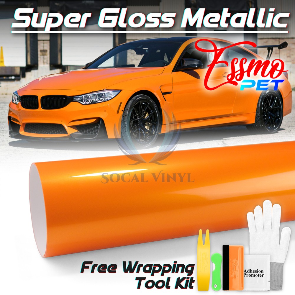 ESSMO PET Super Gloss Metallic Flame Orange Car Vehicle Vinyl Wrap Decal Paint