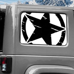 Rear Window Wrap Graphic Decal for Jeep Wrangler 2011-2020 TORN ARMY STAR WHITE