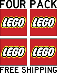 FOUR PACK RED LEGO VINYL DECAL STICKER LABEL TRUCK WALL LAPTOP FREE SHIPPING