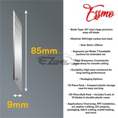 ESSMO 30 Degree Knifes Blade Stainless Utility Precision Vinyl Wrap Tint Tools
