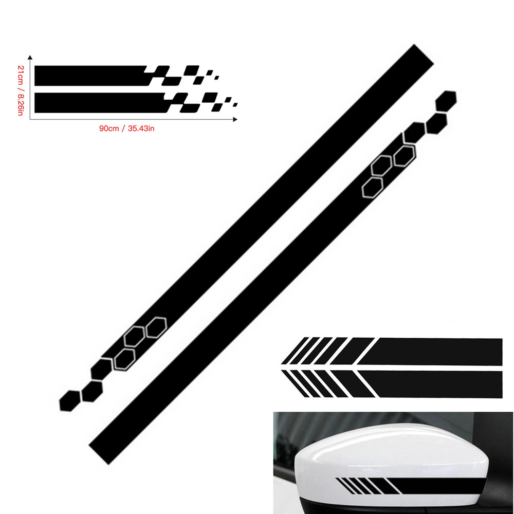 5Pcs Car Side Body Vinyl Decal Sticker Sports Racing Stripe Hood Mirror Decals