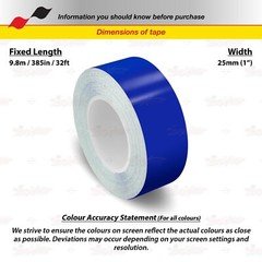 1″ Roll Vinyl Pinstriping Pin Stripe Solid Line Tape Decal Sticker 25mm BLUE