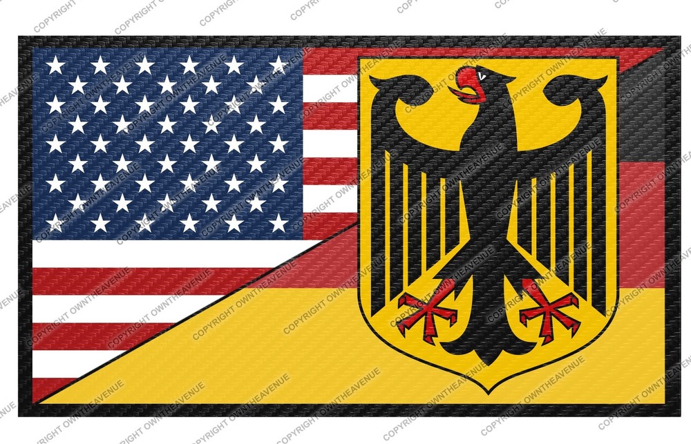 Germany USA American World Country Flag Carbon Print Sticker Decal