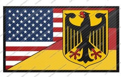 Germany USA American World Country Flag Carbon Print Sticker Decal