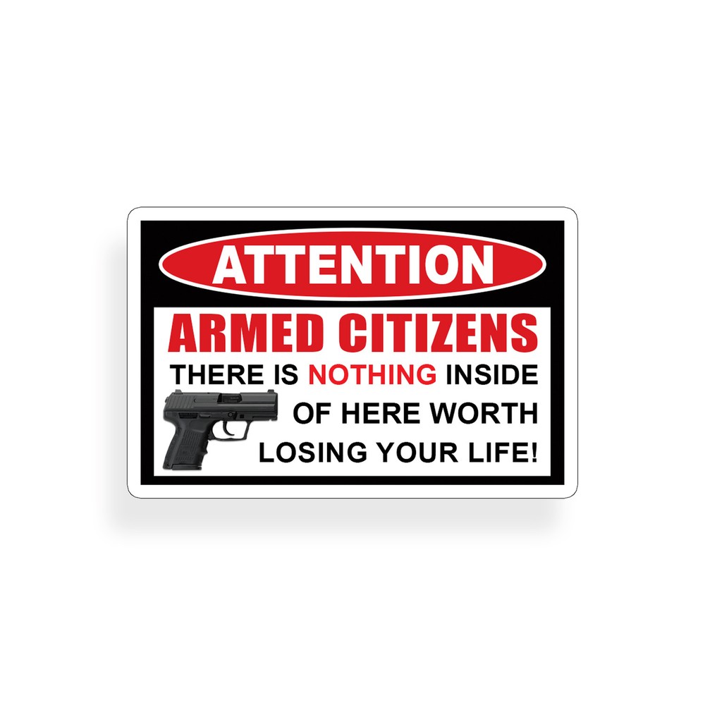 Armed Citizen Warning Sticker 2A 2nd Amendment Gun Car Door Window Bumper Decal