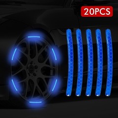 20PCS Blue Car Wheel Decorative Reflective Stickers Night Safety Warning Decal