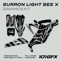 Surron Light Bee X Graphics Kit FOX RACE LINE Black Grey Decals Stickers