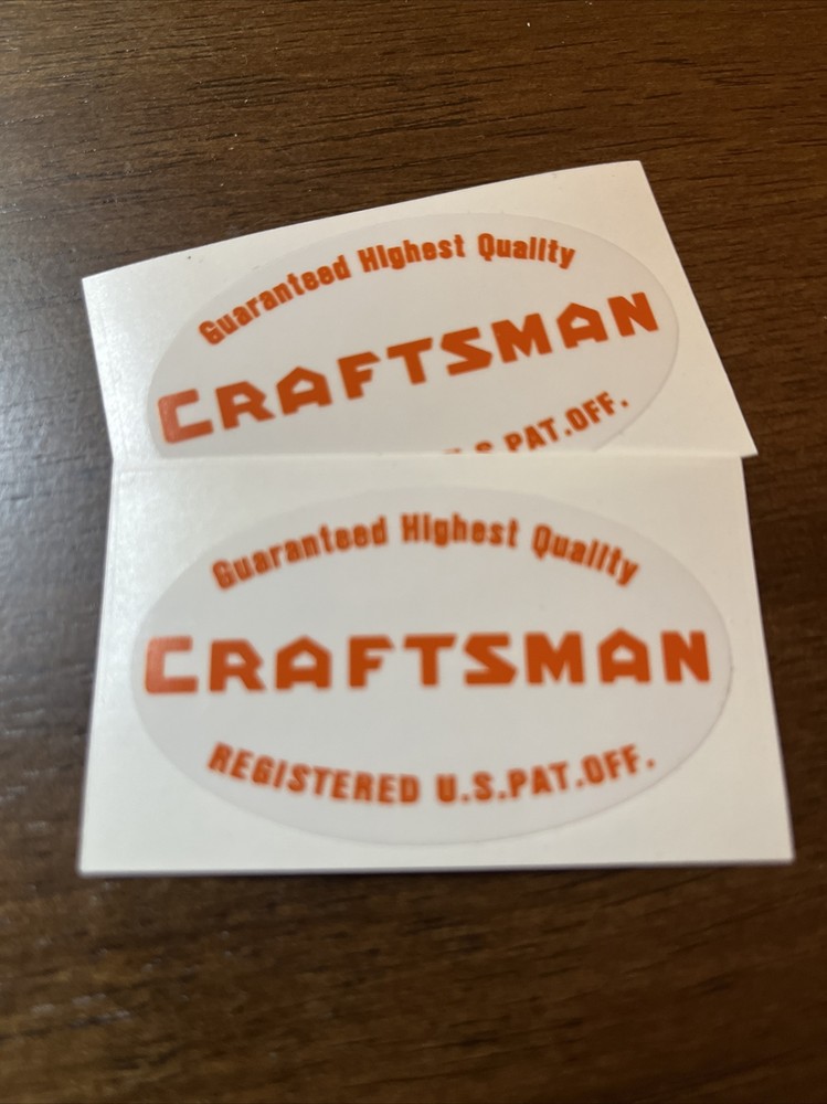 Craftsman Tools vintage 40’s WWII era decal 2-1/8″ long tool box Clear Set 2