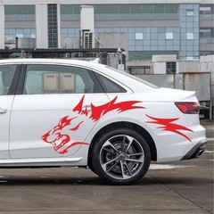 2PCS Wolf Graphics Car Decal Car Body Side Sticker Self-Adhesive Exterior Decor