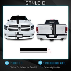 For Ram 1500 Full Body Rally Racing Stripes Graphic Decal Overlay – Gloss Vinyl