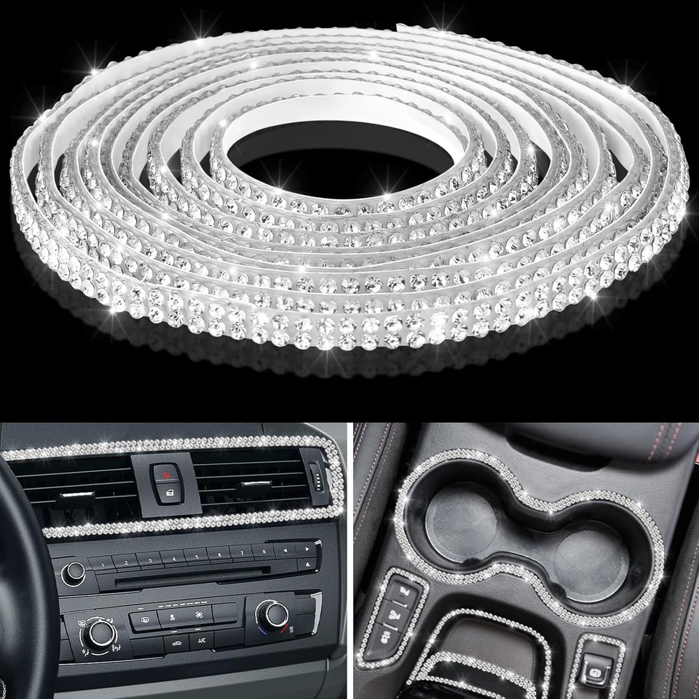 32.8Ft Bling Car Trim Self Adhesive Glitter Crystal Rhinestone Car Interior