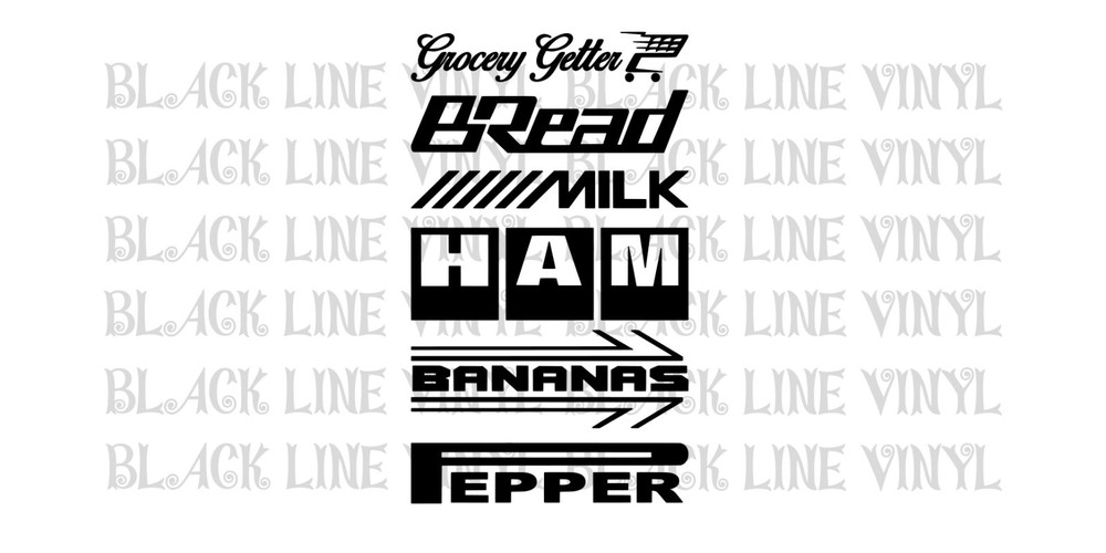 grocery getter list 6″ wide 6 stickers default color *WHITE* (Alt. color avail)