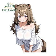 EARLFAMILY 5.1″ Furry Girl Car Stickers Funny Creative Fashionable Decoration