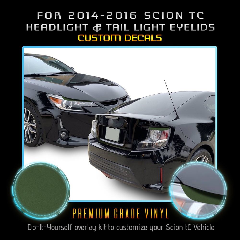 For 2014-2016 Scion tC Headlight & Tail Light Eyelid Decals – Flat Matte Vinyl