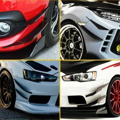 4pcs Glossy Black Car Bumper Fin Canard Diffuser Splitter Valence Spoiler Lip