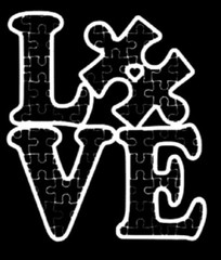 Autism Awareness Love Word / Permanent Vinyl Decal / Multi Colors Avail