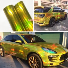 50FT Gold Holographic Laser Chrome Glitter Whole Car Vinyl Wrap Holo Sticker US