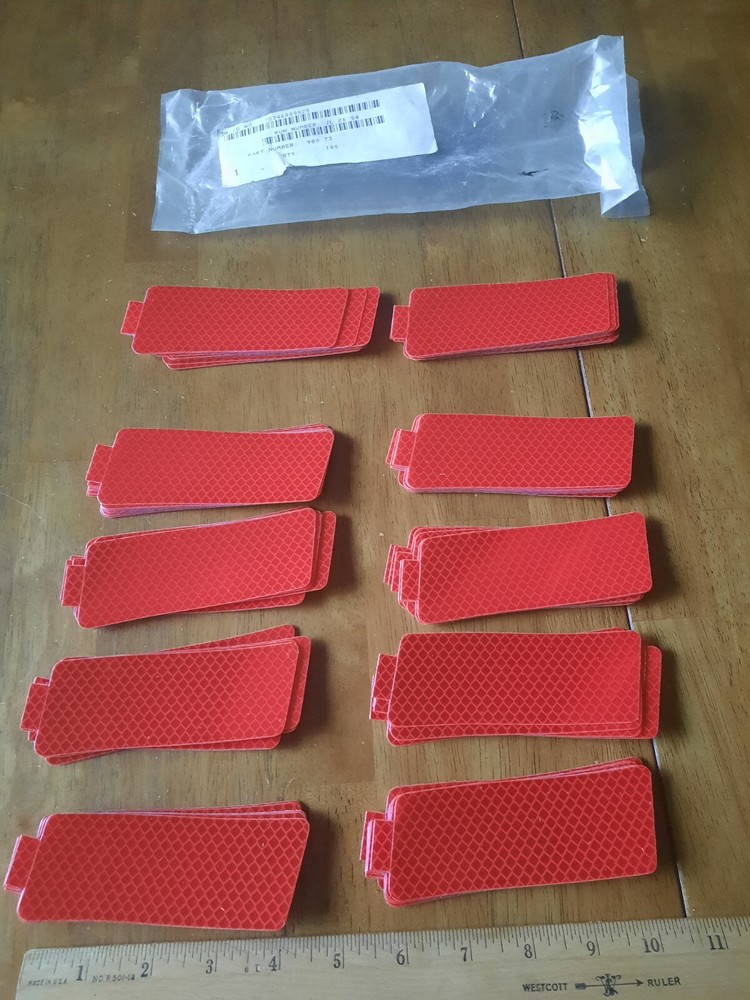 100 Amber/Red 4.5″x1.5″ Rectangle High Visibility Reflective Stick-On Reflector