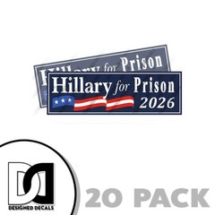 20 PACK of Anti Hillary for Prison 2026 Stickers BLUE Anti Clinton Decals 20 pk