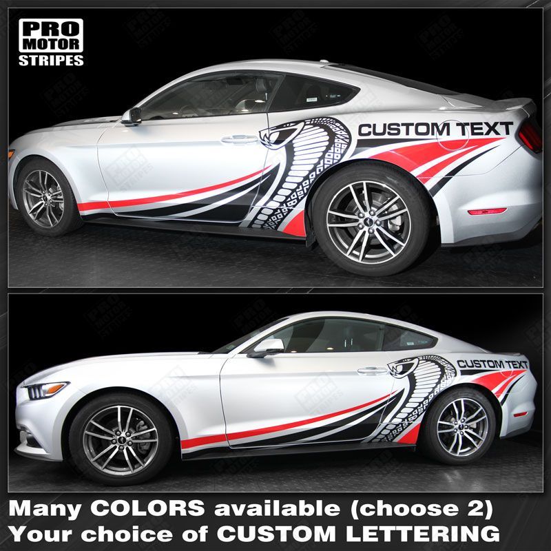 Ford Mustang 2015-2023 Cobra Style Multi-Color Side Stripes (Choose Color)