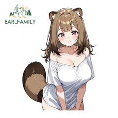 EARLFAMILY 5.1″ Furry Girl Car Stickers Funny Creative Fashionable Decoration