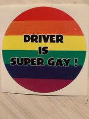 Driver Is Super Gay 3 Inch Circle Prank Gay Bumper Sticker Decal Free Gift