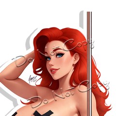 Redhead Pole Dancer Pin Up NoseArt Stickers Sexy Striptease Erotic Decals C36015