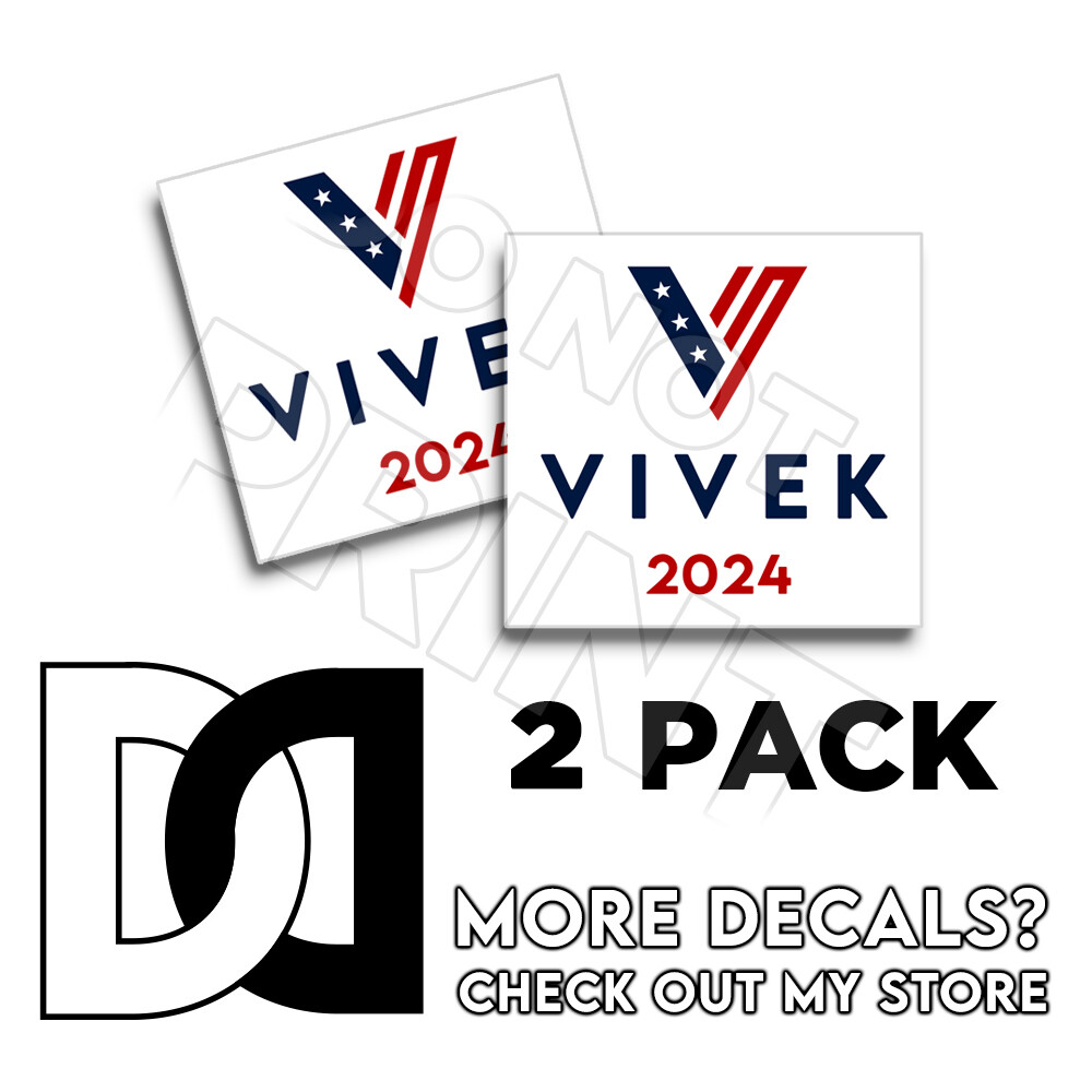 Vivek Ramaswamy Sticker V Logo Die Cut 2024 Election Decals 2 PACK