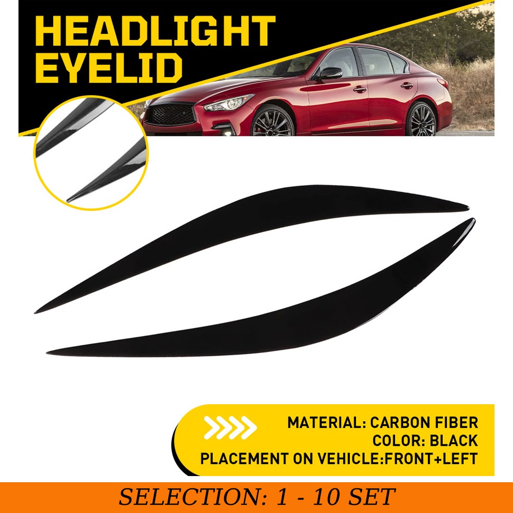 2-20 Headlight Eyelid Eyebrows Eye Lid Brow Gloss Black For Infiniti Q50 2014-23