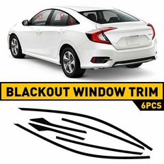 1Set Left Right Vinyl Overlay for Honda Civic 2016-2021 Window Trim Gloss Black