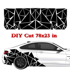 Car Body Side Geometric Triangle Graphic Decal Glossy Black Sticker Trim 78x23in
