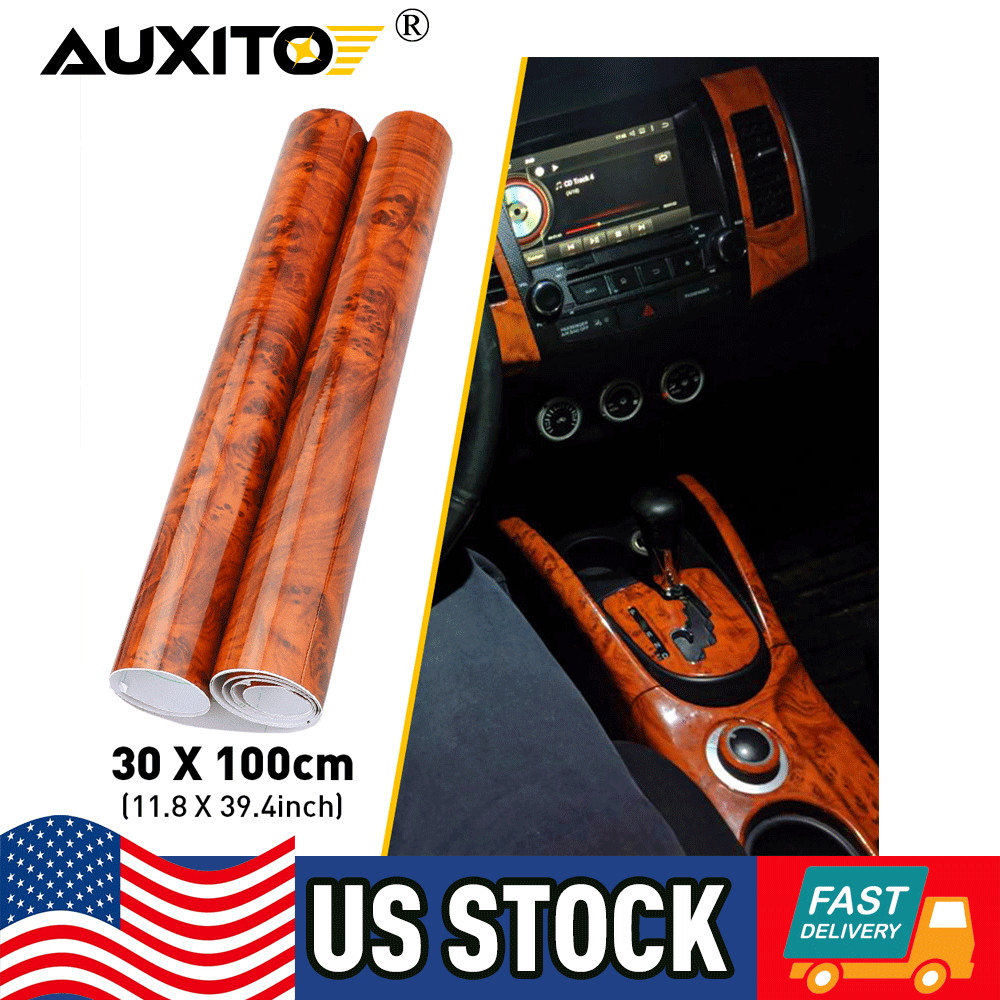 DIY Car Sticker Interior Wood Grain Textured Glossy Vinyl Wrap Decal Sheet Film