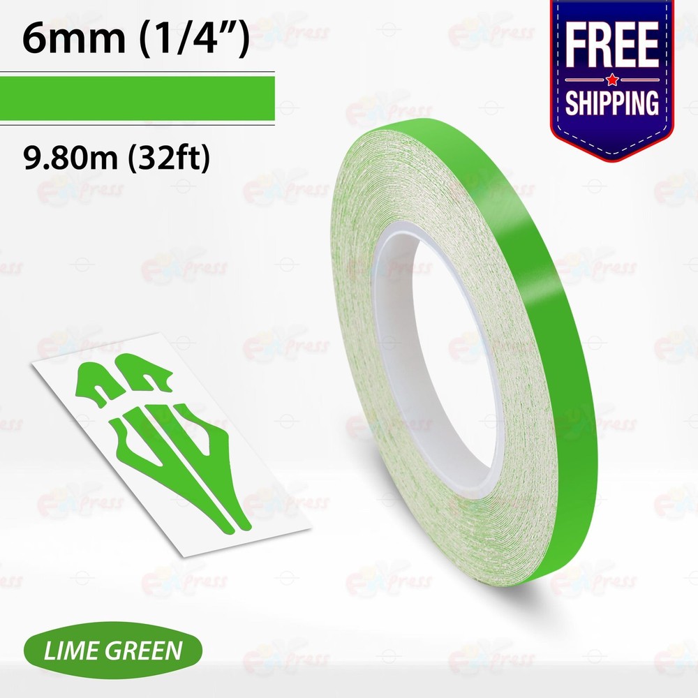 LIME GREEN 1/4″ PIN STRIPE Car Model Motorcycle Decal TAPE Vinyl Sticker 6mm