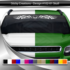 102-01 SKULL Windshield Decal Window Sticker Vinyl Graphic Tribal Skull Design