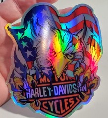 Harley Davidson Motor Cycles Logo Decal in plain or holographic, 5″ wide