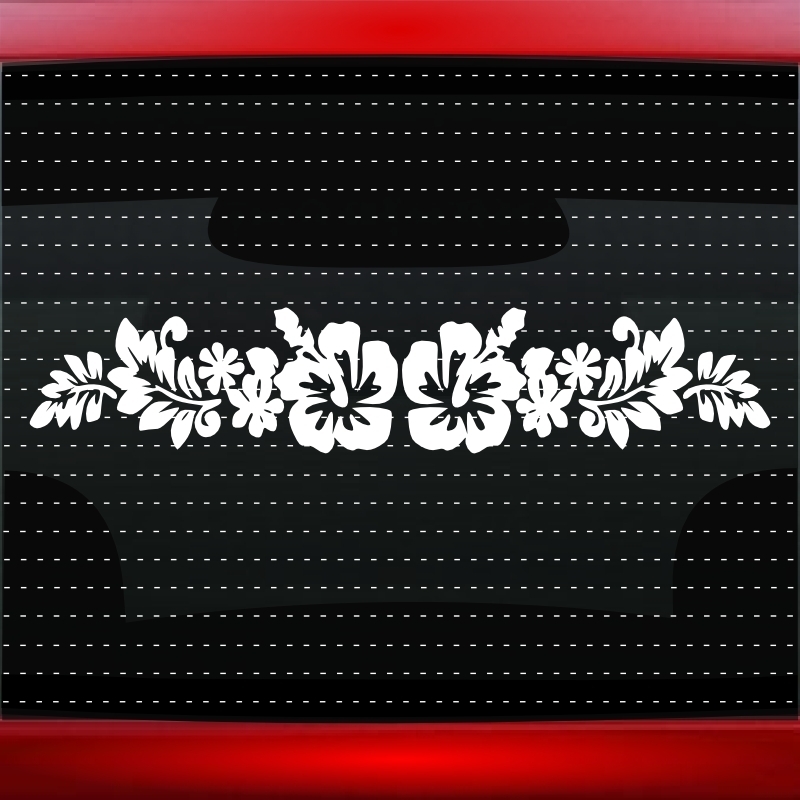 Hibiscus #3 Hawaiian Flower Cute Car Decal Window Sticker Aloha (20 COLORS!)