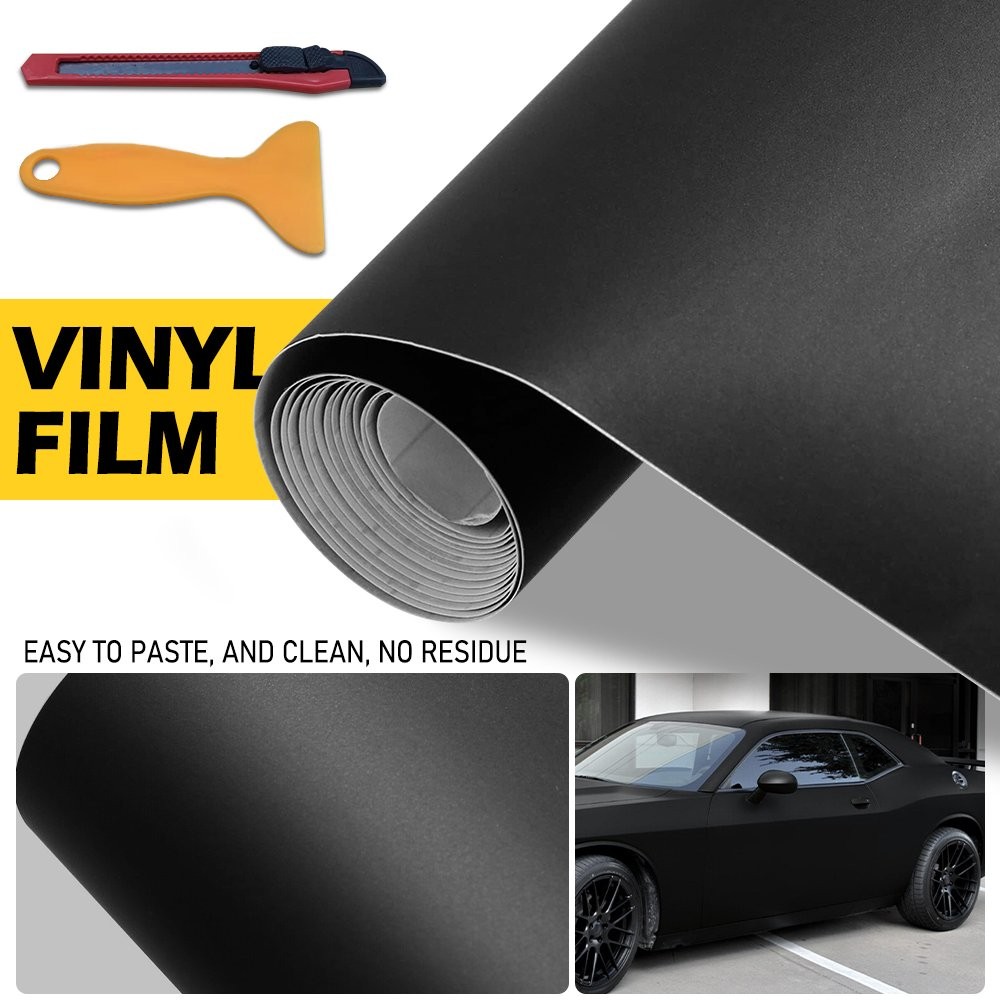 Premium Matte Black Vinyl Flat Free Air Wrap Film Sticker Decal Bubble Release A