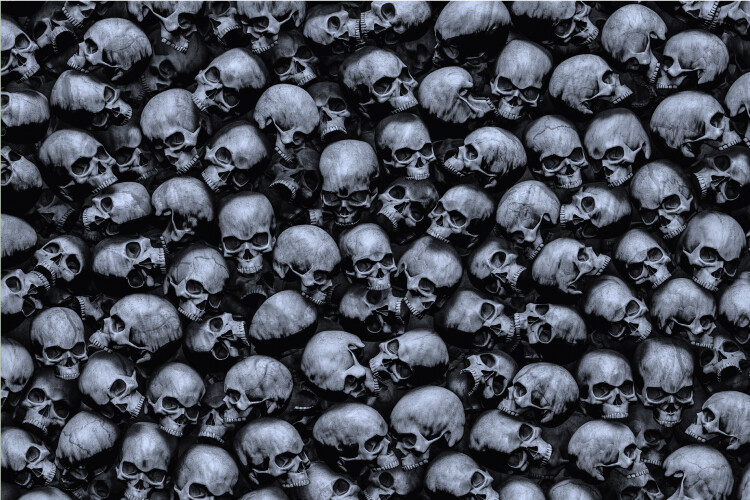 3D Skulls Pile Grey 24×36 Graphic Decal Vinyl Scooter Bike Motorcycle Car Wrap