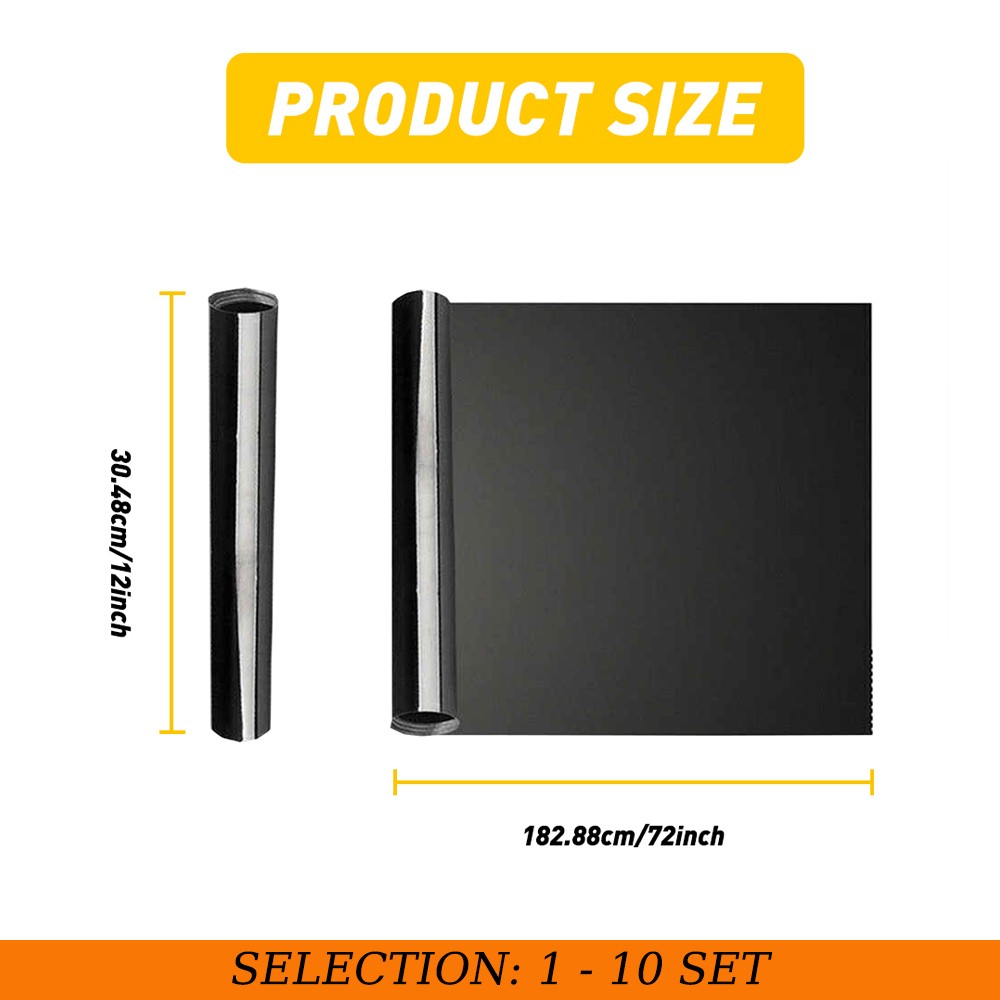 12″X72″ Glossy Headlight Taillight Window Roof Tint Film Light Black Uncut 1-10X