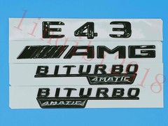 Gloss Black Flat ” E43 AMG BITURBO ” Trunk Embl Badge Sticker for Mercedes Benz