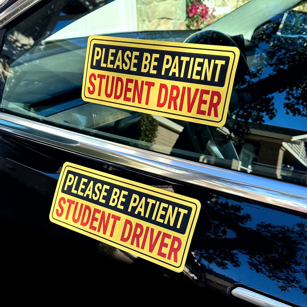 Stickios Student Driver Stickers – Removable Non-Magnetic Vinyl Decal Yellow