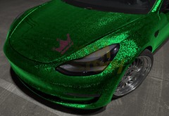 PET Damascus Steel Forged Gloss Beast Green Car Vinyl Wrap Decal Sticker Film